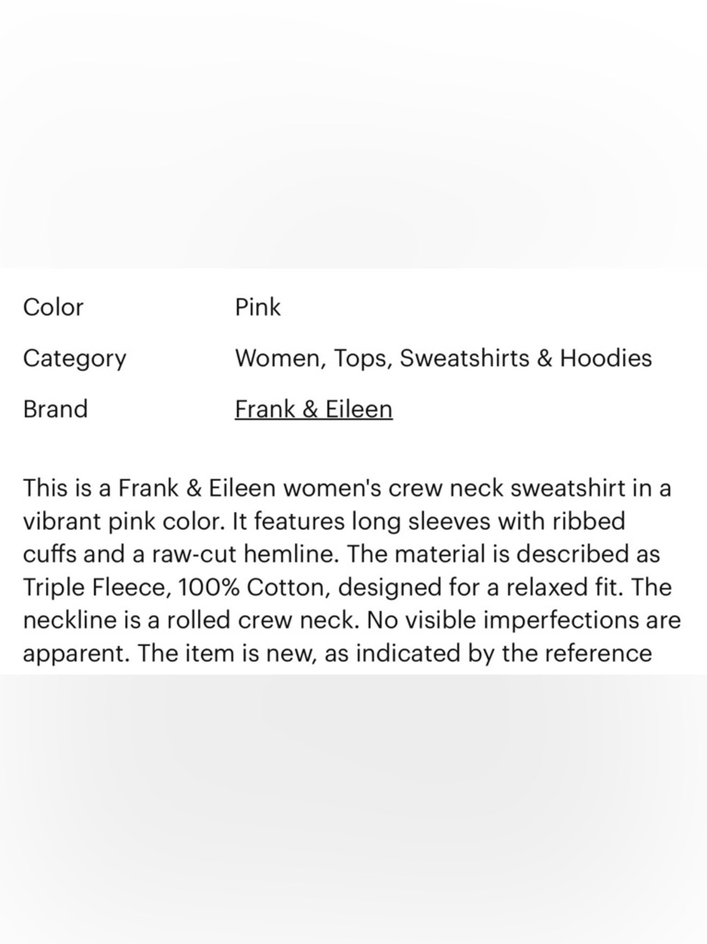 Brand New From Frank and Eileen Anna M triple fleece sweatshirt Bubblegum Pink - Picture 7 of 8
